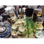 Hummel lamp, Satsuma covered pot, other ceramics and glassware