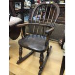 Childs Windsor elm rocking elbow chair