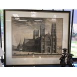 Large pair of 19th century Hogarth framed prints of York and Lichfield cathedrals, the frames measur