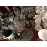 Mixed ceramics, glassware, Singer sewing machine and sundries