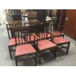 Set seven 1950s oak dining chairs and oak drawleaf dining table