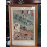 Japanese woodblock print in glazed frame