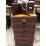 Vintage office nest of drawers, mahogany wall bracket and desk calendar