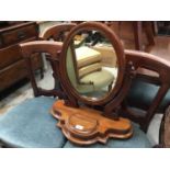 Victorian mahogany oval toilet mirror