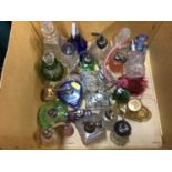 Collection of old glass scent bottles including Art Deco
