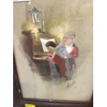 Cecil Cutler Edwardian watercolour study, soldiers by piano signed and dated 1905