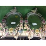 Pair late 19th century Dresden porcelain mirrors