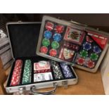 Two cased poker sets, other games and boules