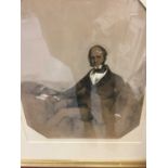 19th Century mixed media portrait of a seated gentleman in glazed gilt frame
