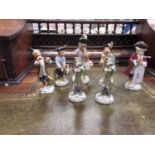 Collection of Meissen style porcelain monkey band figures (15)