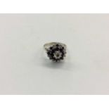 9ct white gold sapphire cluster ring