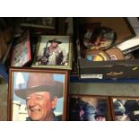 Collection of items to include John Wayne pictures, various DVDs, alcohol miniatures and sundries