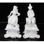 Large pair of 19th century Continental white biscuit porcelain figures