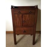 Georgian mahogany bedside cupboard with ledge back and single drawer above a cupboard