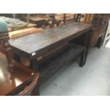 Unusual rustic wood sideboard/hall table - 2 tier
