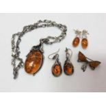 Group silver and amber jewellery