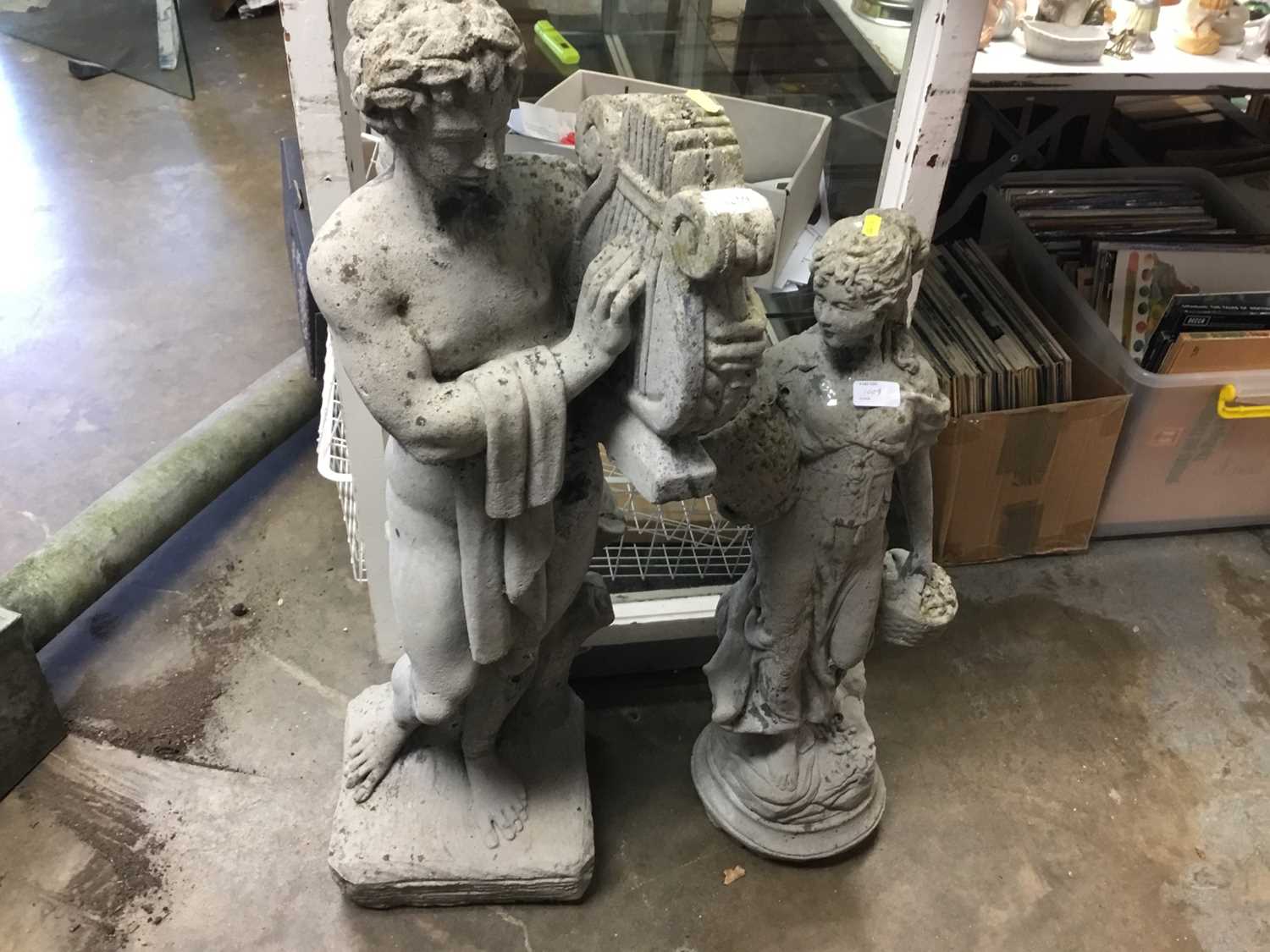 Two cast reconstituted stone garden ornaments