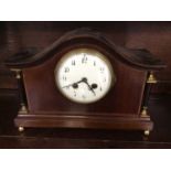 Edwardian inlaid mahogany mantle clock