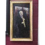 Terry Jeffrey Contemporary oil on canvas study of a jazz musician, signed and dated 06