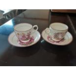 Victorian pink lustre teaset comprising six cups and six saucers, plus other lustre items