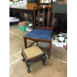 Georgian mahogany dining chair with shaped back and drop-in seat, together with a small mahogany sto