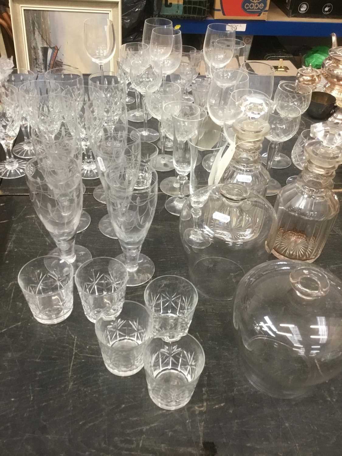 Collection of decanters, Stuart crystal and other glass