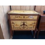 Antique style chest of three drawers with gilt metal gallery, 78cm wide, 41cm deep, 79cm high