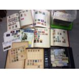 Group stamp albums, loose stamps and first day coves