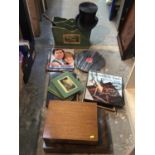 Sundry items, to include a silk top hat, two canteens of cutlery, pictures, etc