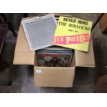 Box of approx 90 LP records, including Sex Pistols, The Wedding Present, etc