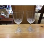 Good pair of Victorian wine glasses with engraved foliate patterns