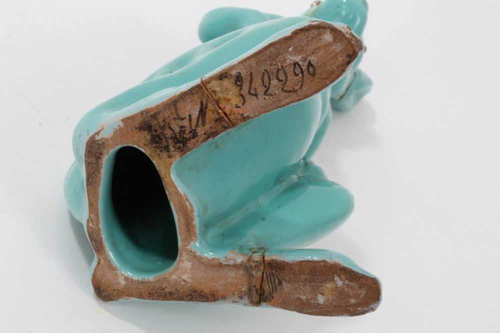 Unusual pottery figure, possibly of the March Hare, in a Galle style turquoise glaze, 27cm height - Image 8 of 8