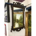 Georgian-style mahogany framed wall mirror in the Chippendale taste