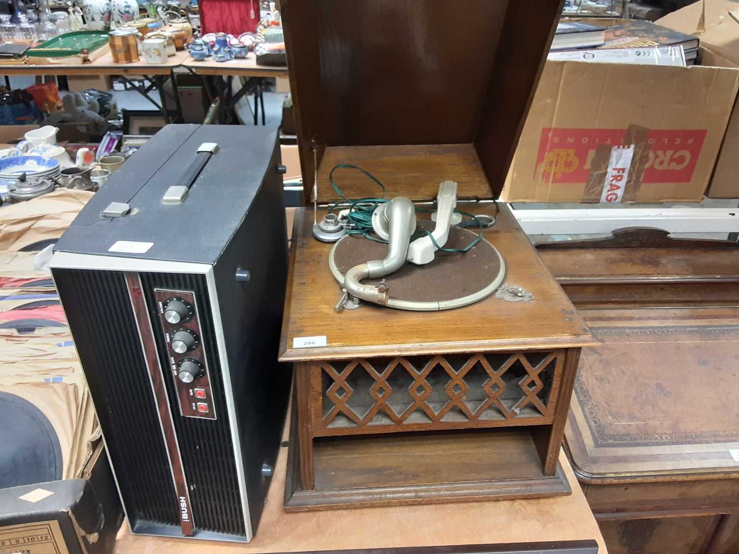 Bush Radiogram together with an oak cased Gramophone (2)