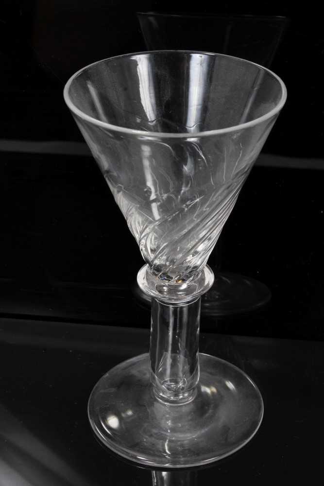 Georgian-style opaque twist stem wine glass with etched foliate decoration to the bowl, and a furthe - Image 2 of 4