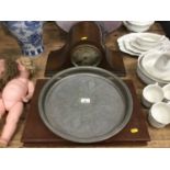 Arthur Price Canteen of Beaded cutlery together with an Edwardian Mantel clock and a tray (3)