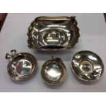 Silver dish with lily decoartion, silver dish in the form of an apple, silver dish with bow decorati