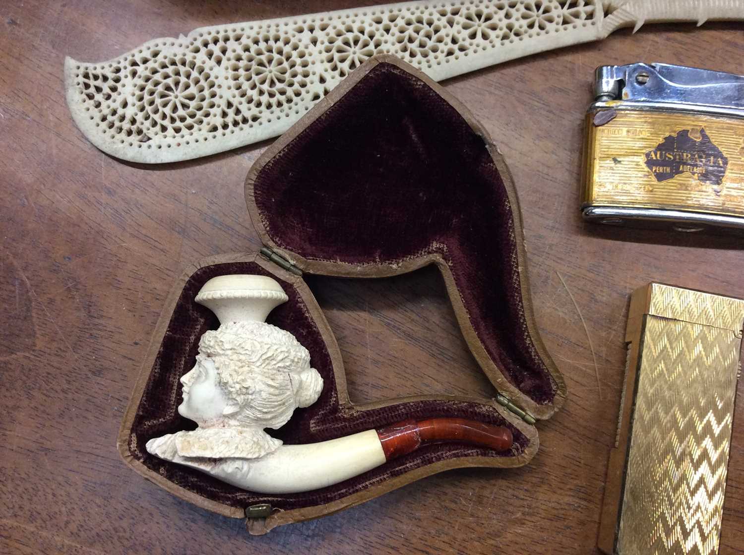 Meerschaum pipe, Dunhill gold plated lighter, other smoking items, two watches and sundries - Image 3 of 5