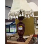 Bohemian overlaid cut glass vase converted into a lamp