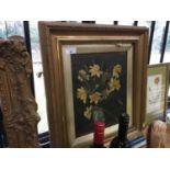 Oil on board- still life study of Daffodils in gilt frame
