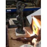 Bronze model of a Panther together with a bronzed resin model of a lady (2)