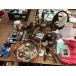 Sundry items, including Victorian copper, paperweights, photo frames, etc