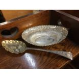 Victorian silver bonbon dish, together with a silver Berry Spoon (2)