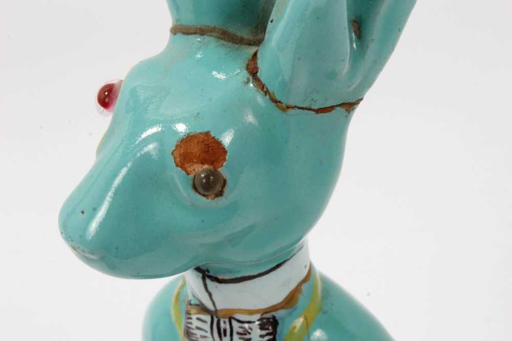 Unusual pottery figure, possibly of the March Hare, in a Galle style turquoise glaze, 27cm height - Image 5 of 8