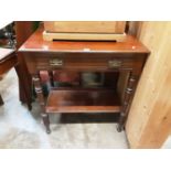 Edwardian two tier washstand with single drawer, 84cm wide