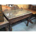 Edwardian carved oak hall table