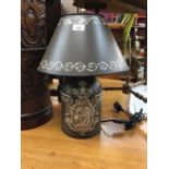 Reproduction toleware lamp with vintage typewriter and clock mechanism