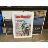Three motoring poster together with five framed pictures