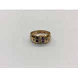 Edwardian 18ct gold diamond and sapphire ring