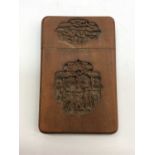 19th century Chinese carved boxwood card case with figural panels